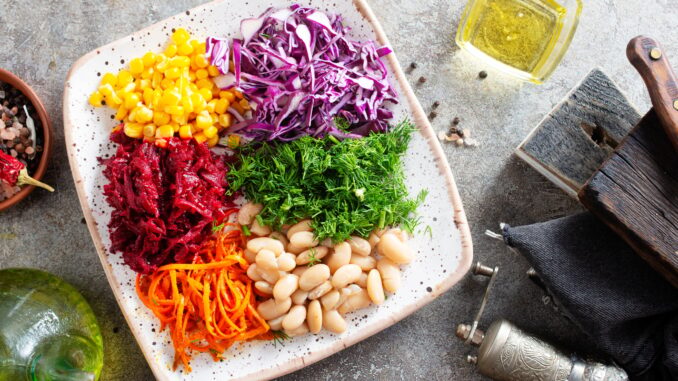 salad with vegetables on plate, diet food salad with vegetables on plate, diet food